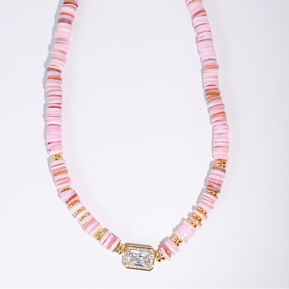 Pink - Palm Princess Heishi Bead Necklace